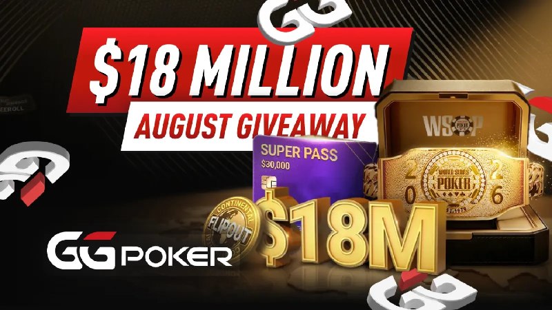 GGPoker 八月送福利 1800 万美元八月是 GGPoker 最大的月份之一，WSOP Online 回来了，全月有 1800 万美元的奖励，而且每种类型的扑克玩家都有行动